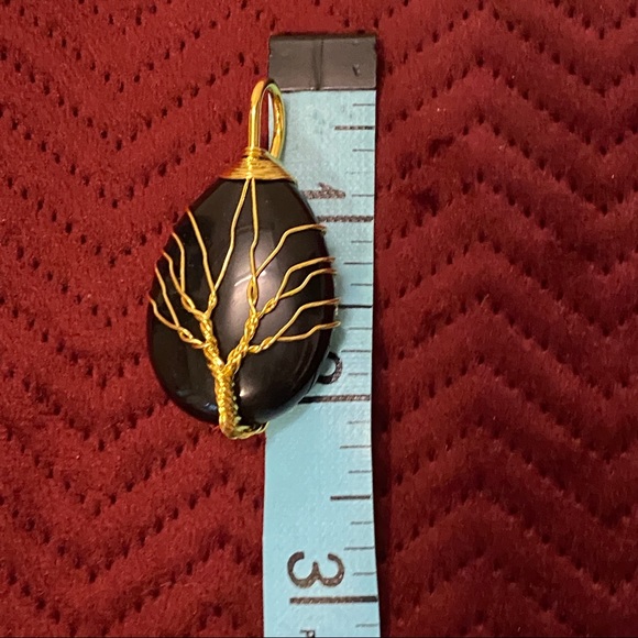 Gold wire wrapped black onyx pendant NEW with box - Picture 6 of 7